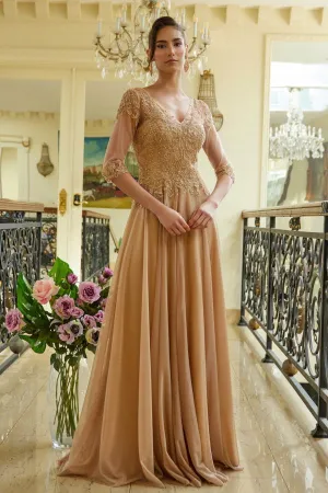 A Line Long Mother of the Bride Formal Dress