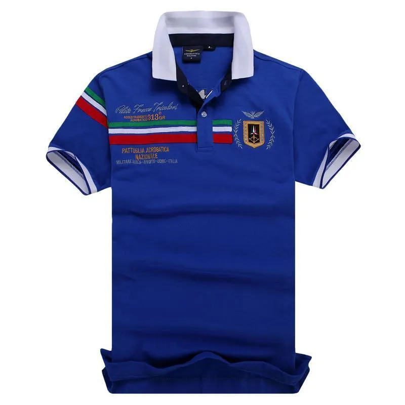 Aeronautical Polo Shirt Men's Boutique Embroidery Breathable-Blue