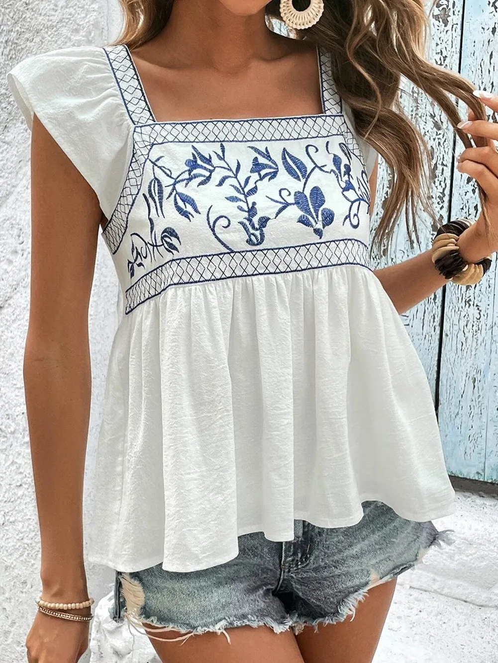 Breathtaking White Embroidered Top