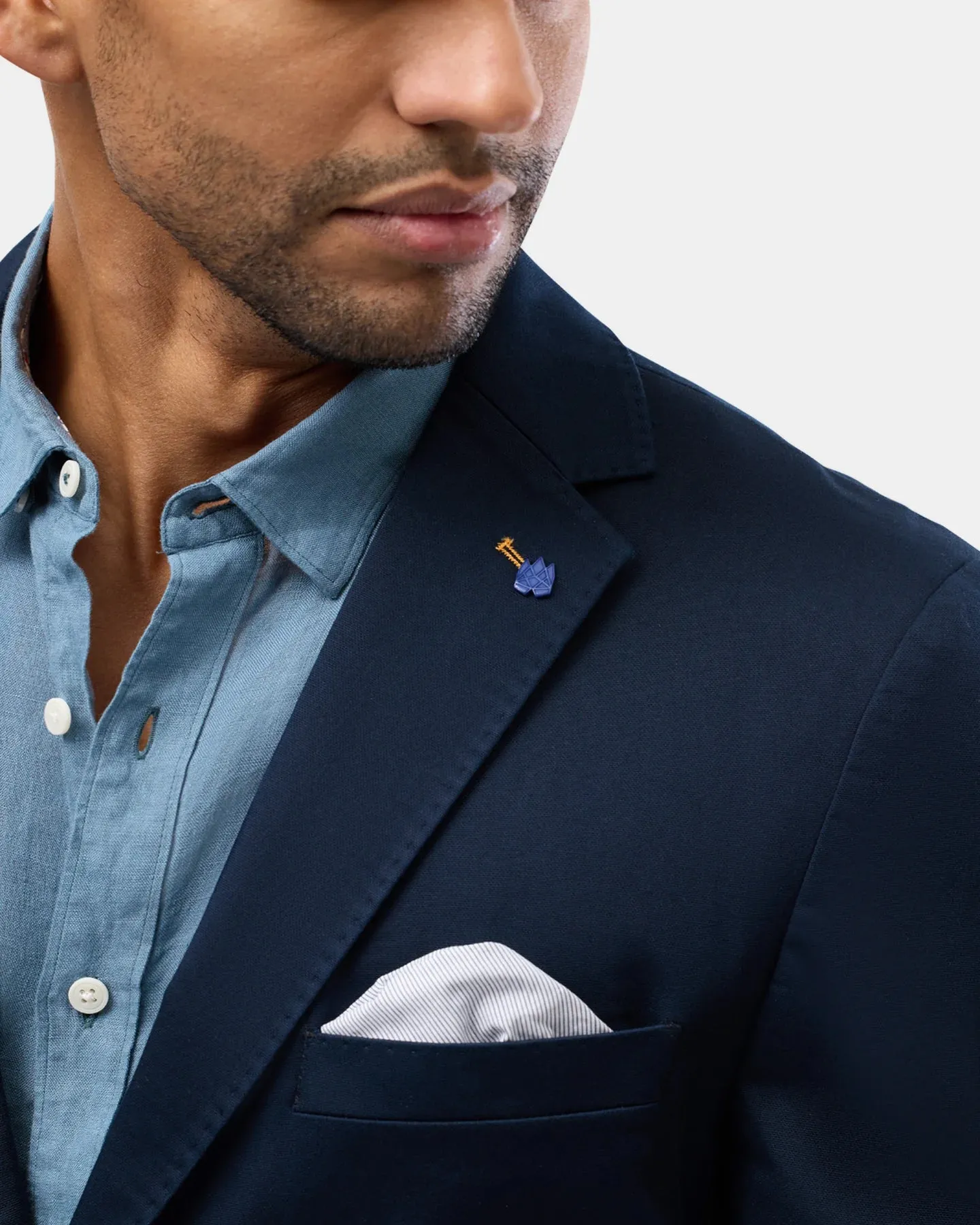 Brooksfield - Navy Unstructured Comfort Cotton Twill Blazer