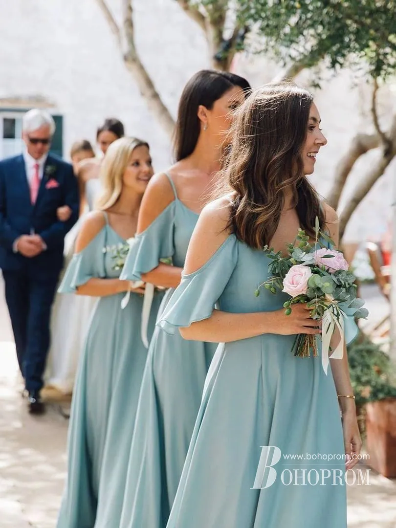 Charming Spaghetti Straps A-line Bridesmaid Dresses With Cap Sleeves BD171