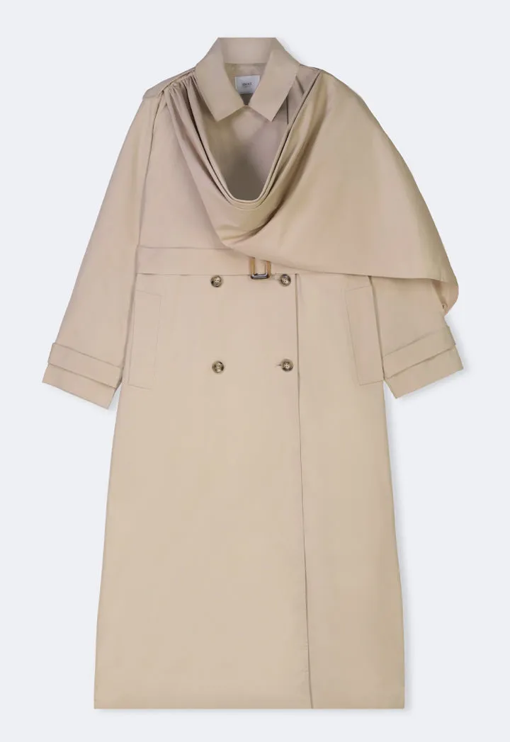 Choice Oversized Trench Coat With Shirt Collar Beige