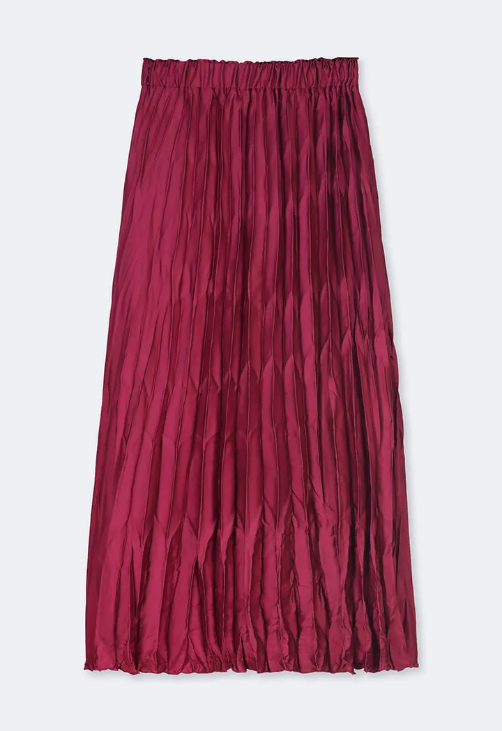 Choice Solid Pleated Skirt Burgundy