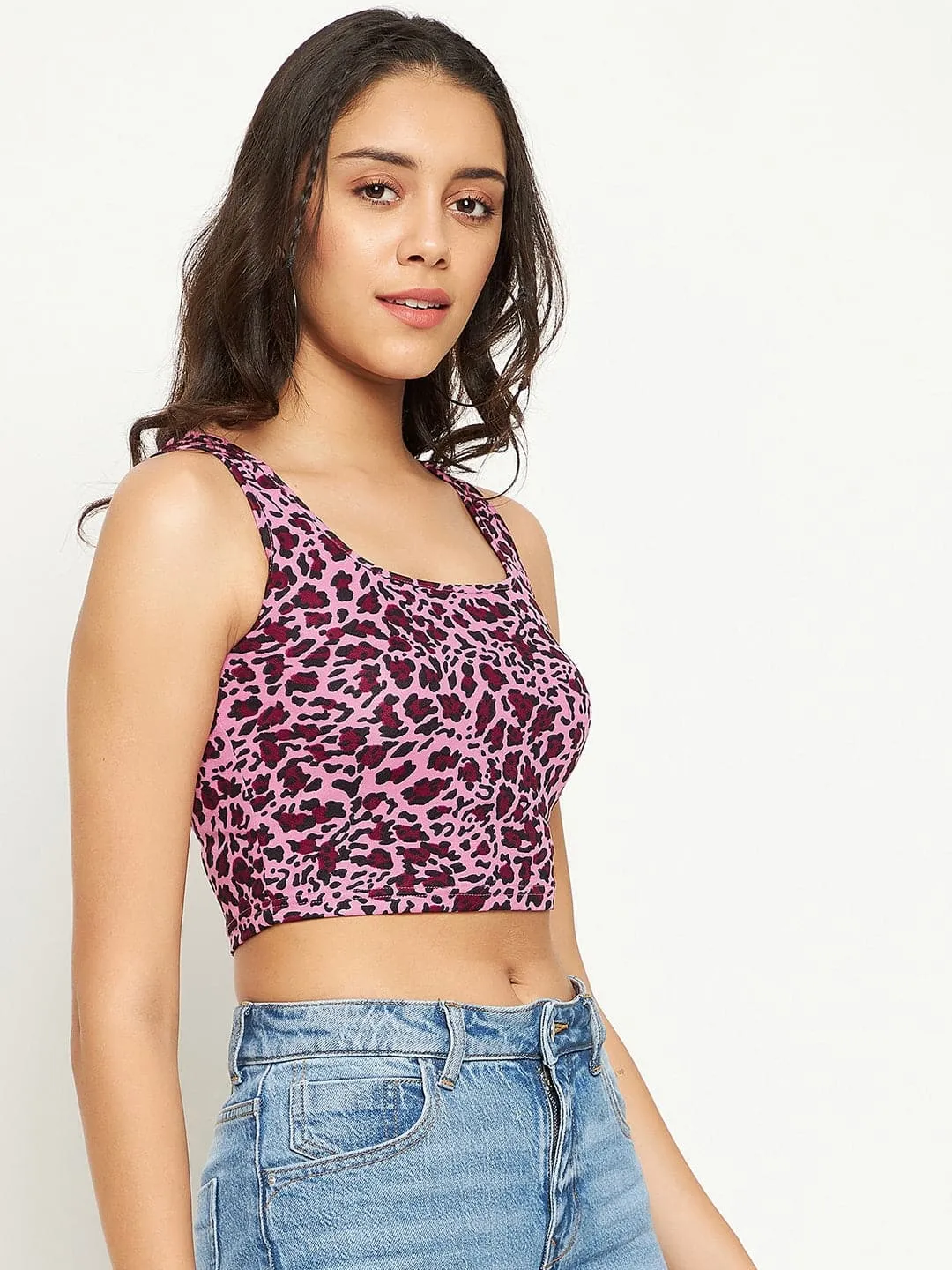 Cotton Stretchable Basic Round Neck Crop Top