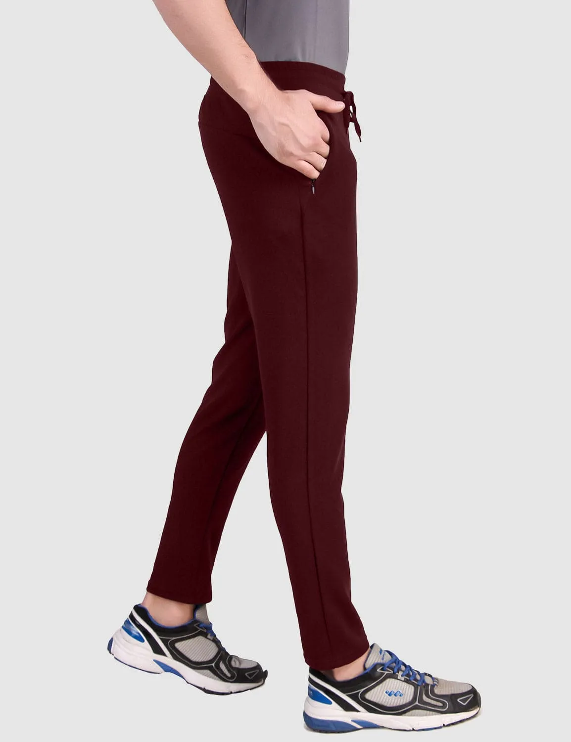 Fitinc Maroon Trackpant with Concealed Zipper Pockets