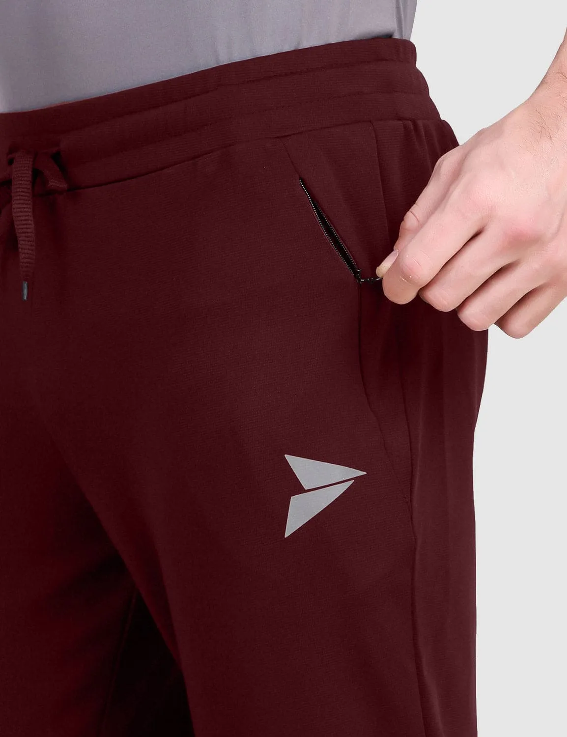 Fitinc Maroon Trackpant with Concealed Zipper Pockets