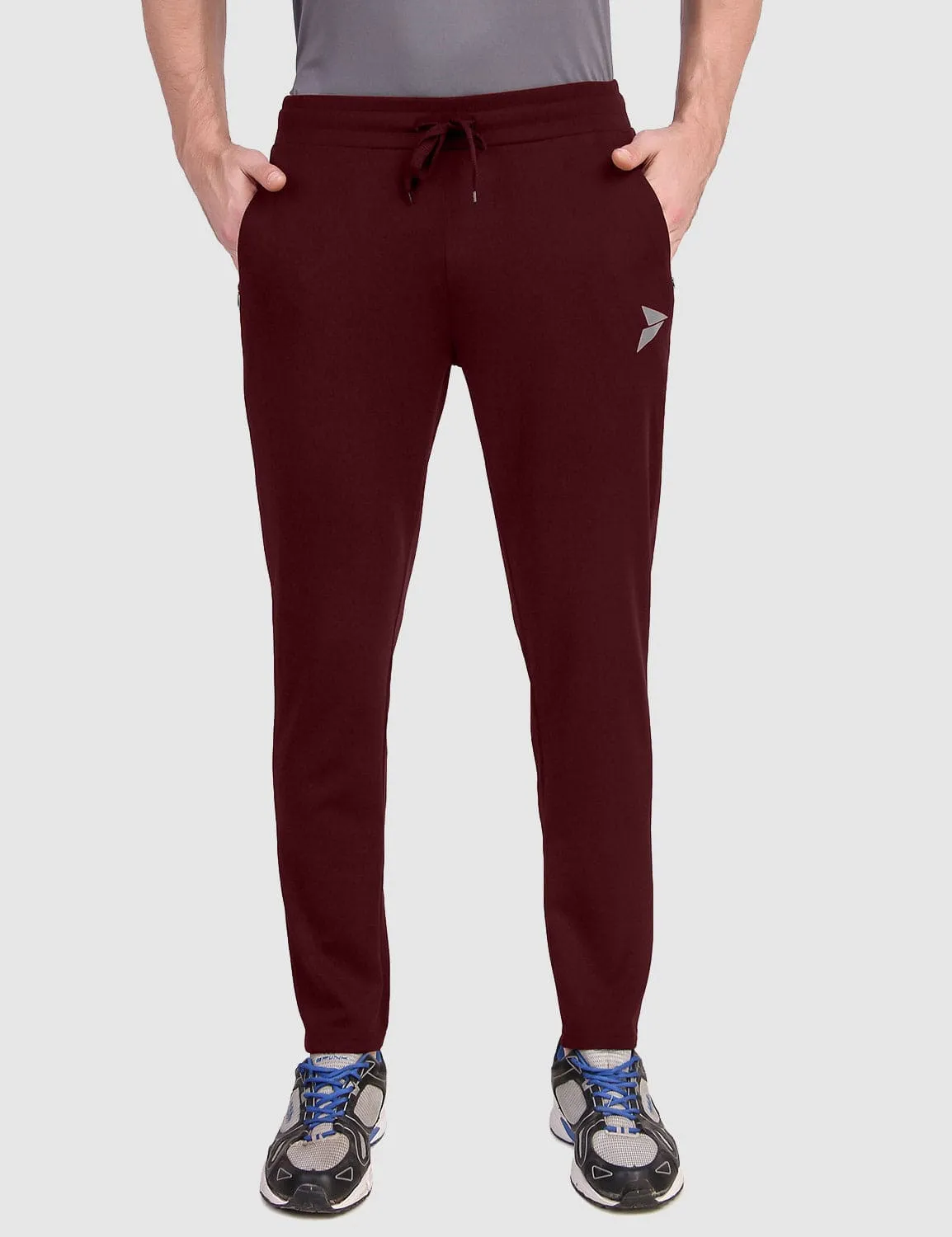 Fitinc Maroon Trackpant with Concealed Zipper Pockets