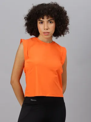 Fitkin women's orange round neck boxy top