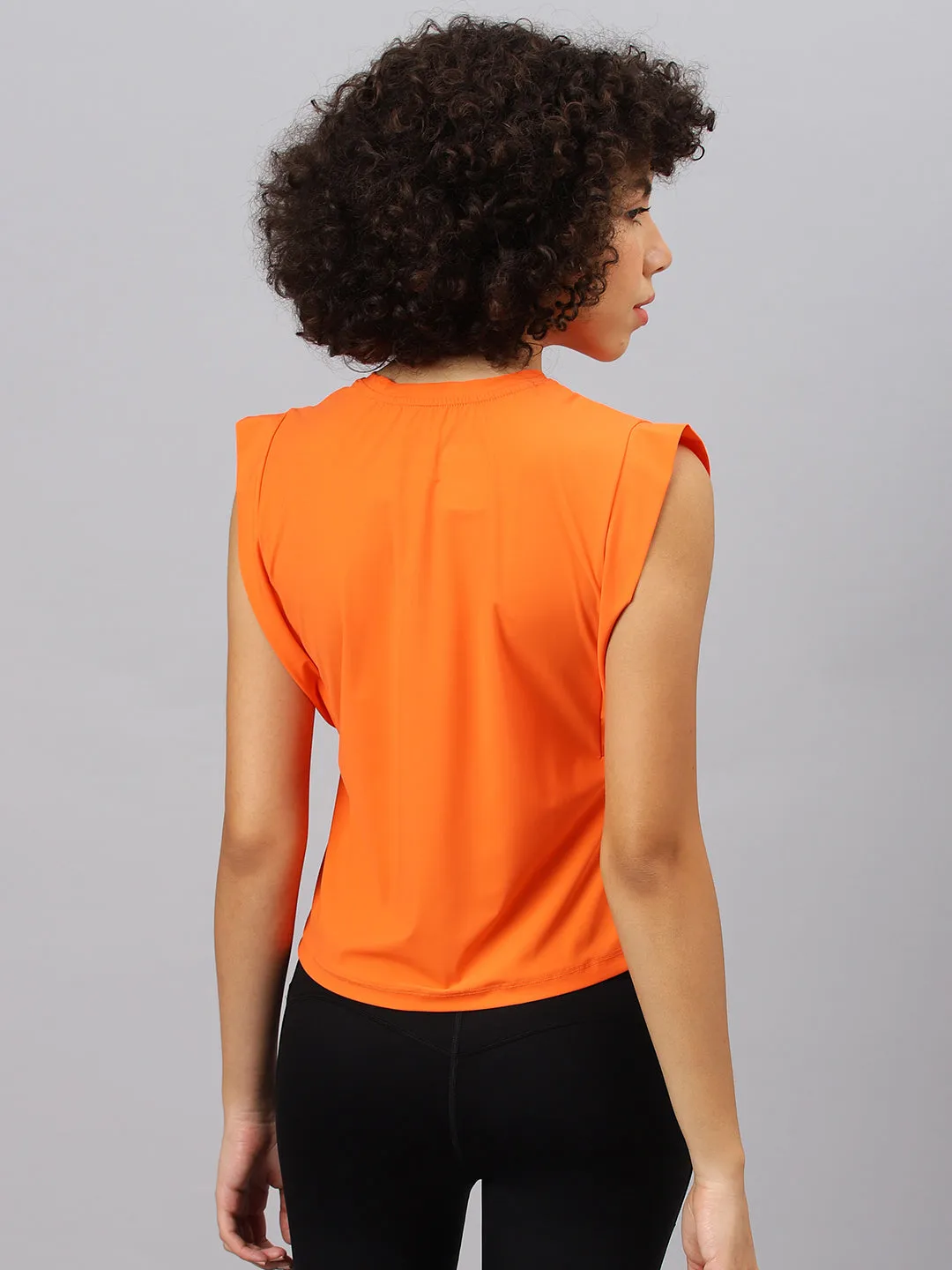 Fitkin women's orange round neck boxy top