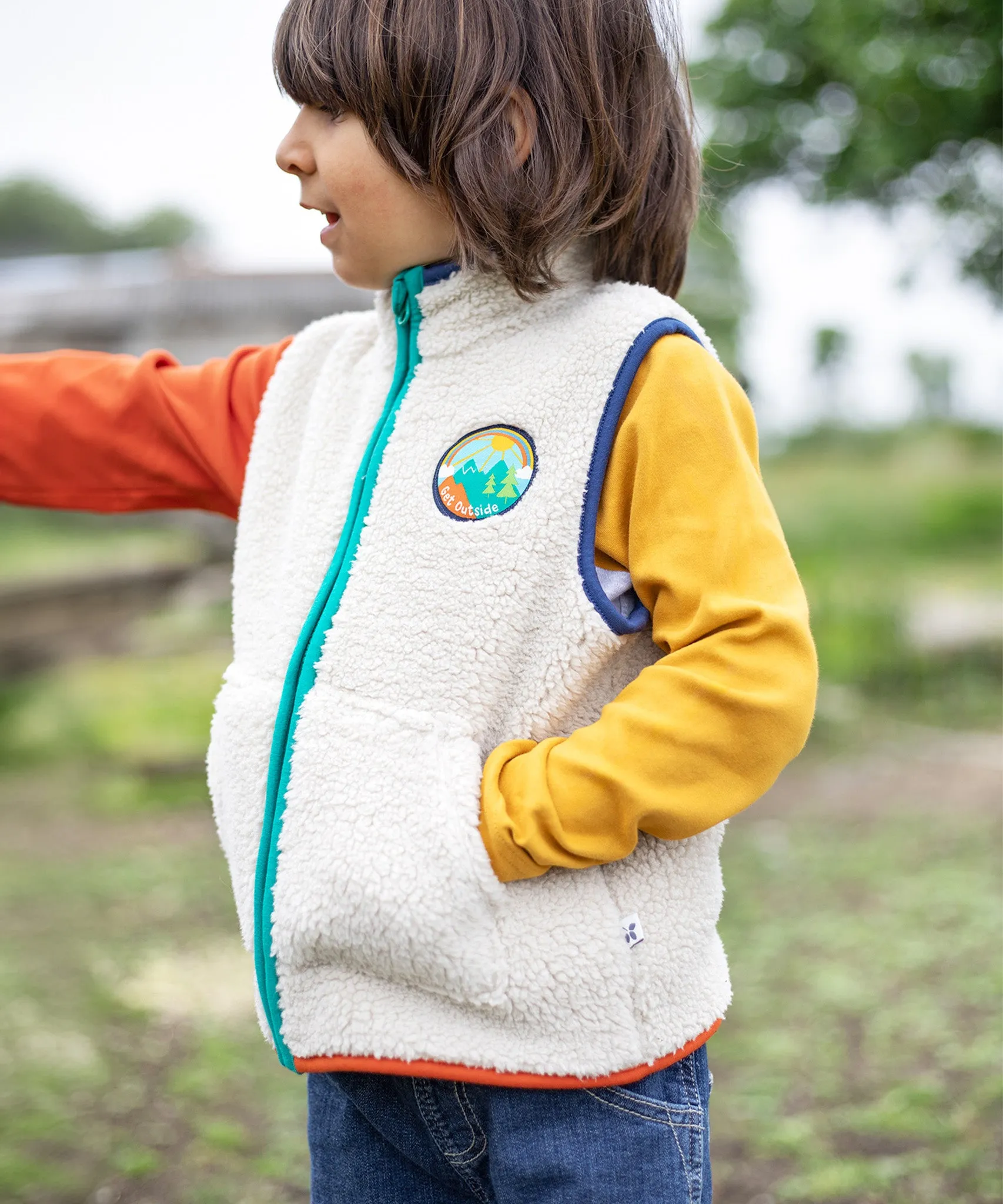 Frugi Bude Borg Gilet - Moon