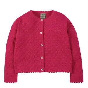 Frugi Pea Pointelle Rich Pink Cardigan