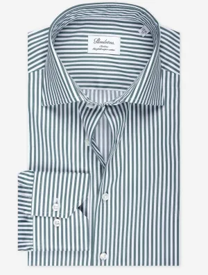 Green Stripe Cotton Slimline Shirt