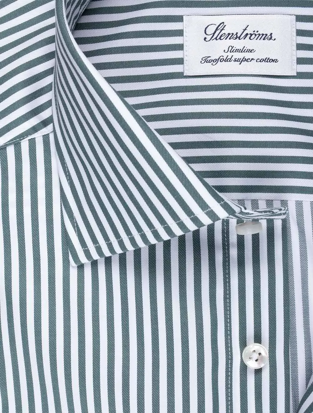 Green Stripe Cotton Slimline Shirt