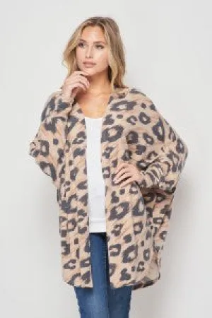 GREY/TAUPE Leopard Cardigan