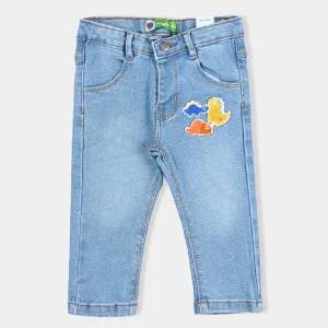 Infant Boys Denim Stretch Pant Patches-LIGHT BLUE