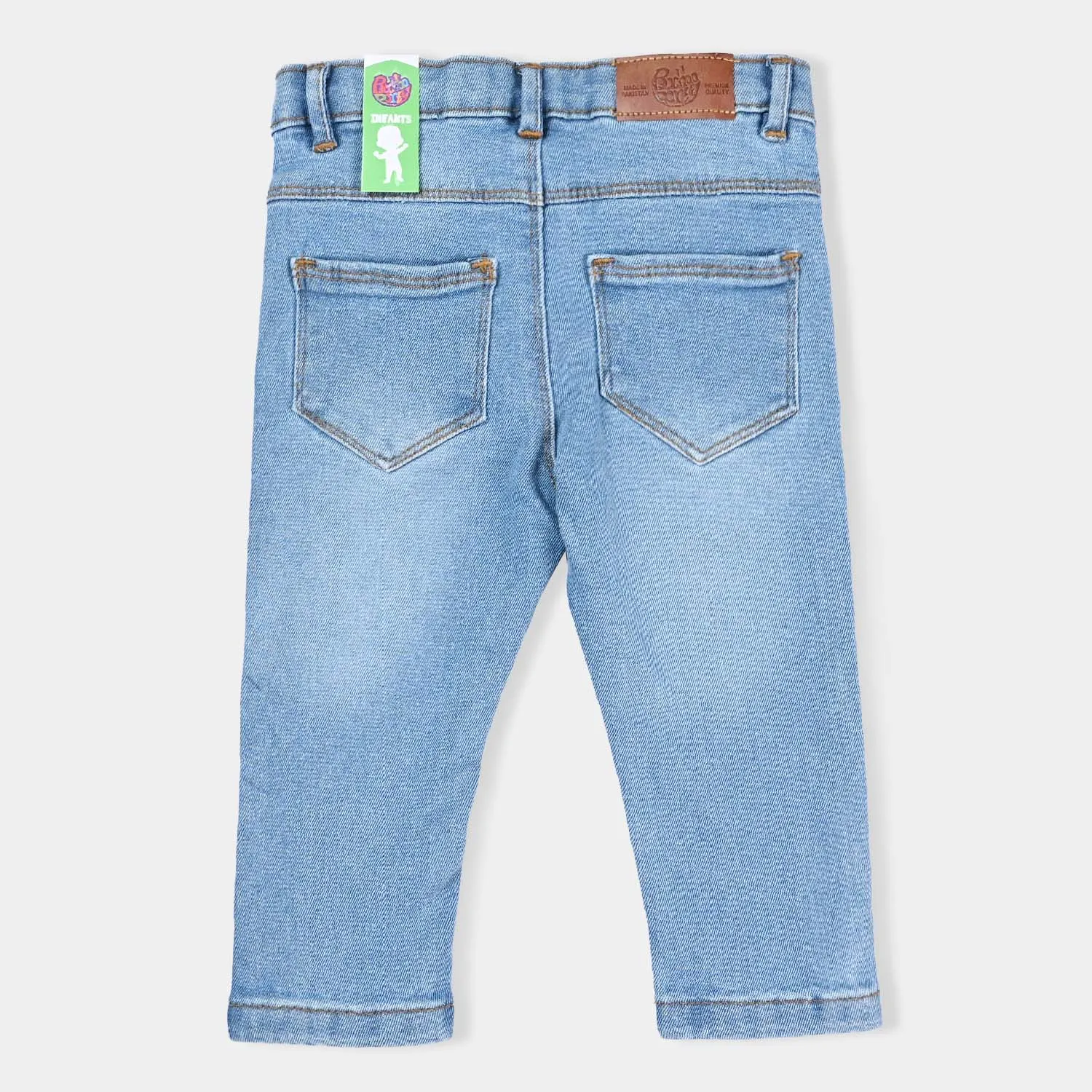 Infant Boys Denim Stretch Pant Patches-LIGHT BLUE