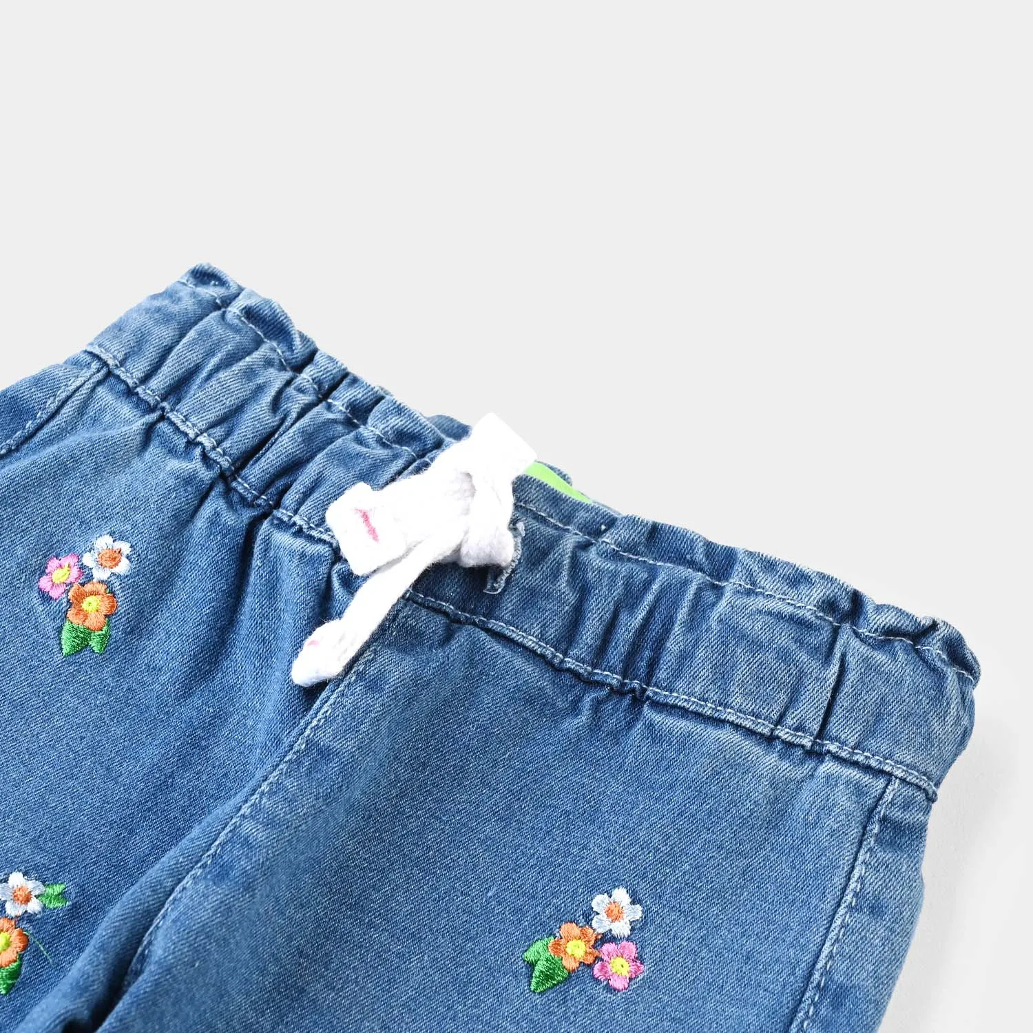 Infant Girls Denim Stretch Pant Flower Bunch-LT.Blue