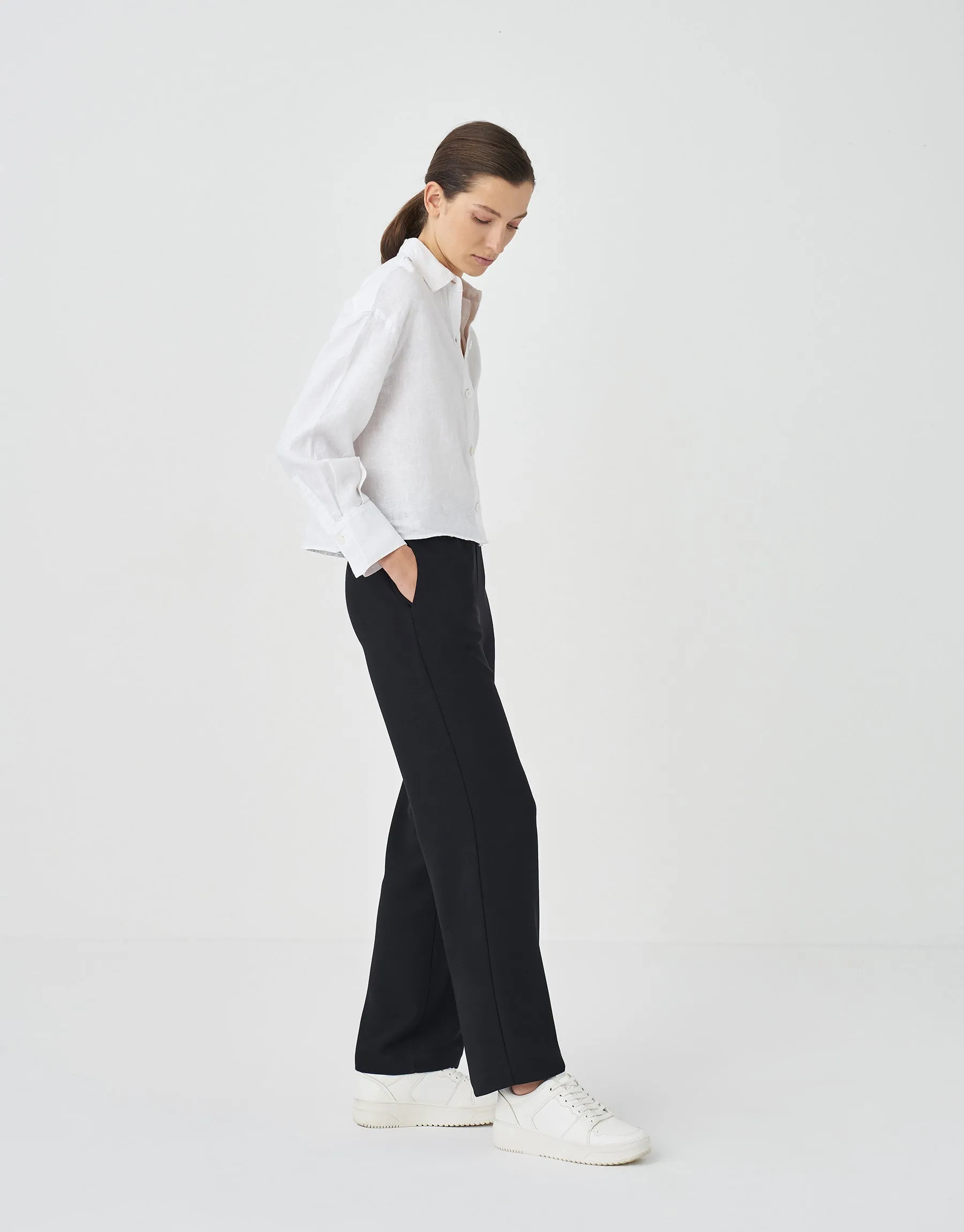 Kk Design Straight Fit Solid Pants Black