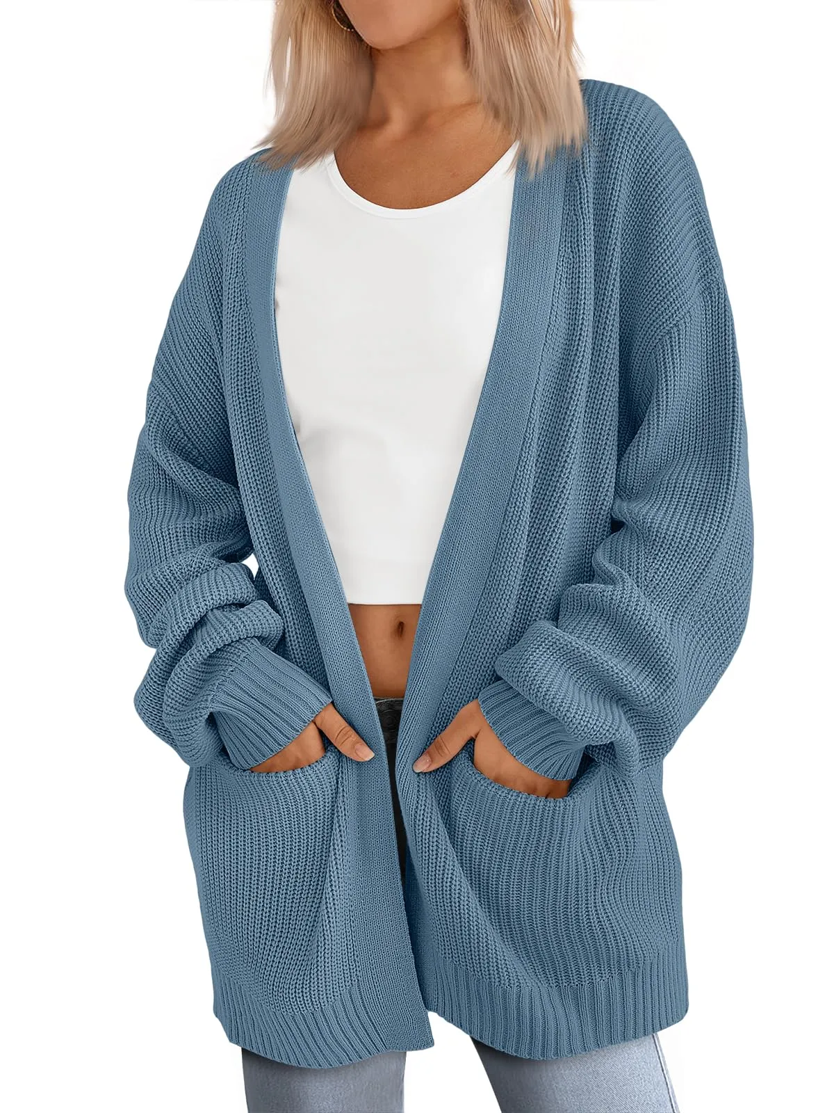 LILLUSORY Womens Oversized Cardigans Soft Knit Cardigan Sweater with Pockets