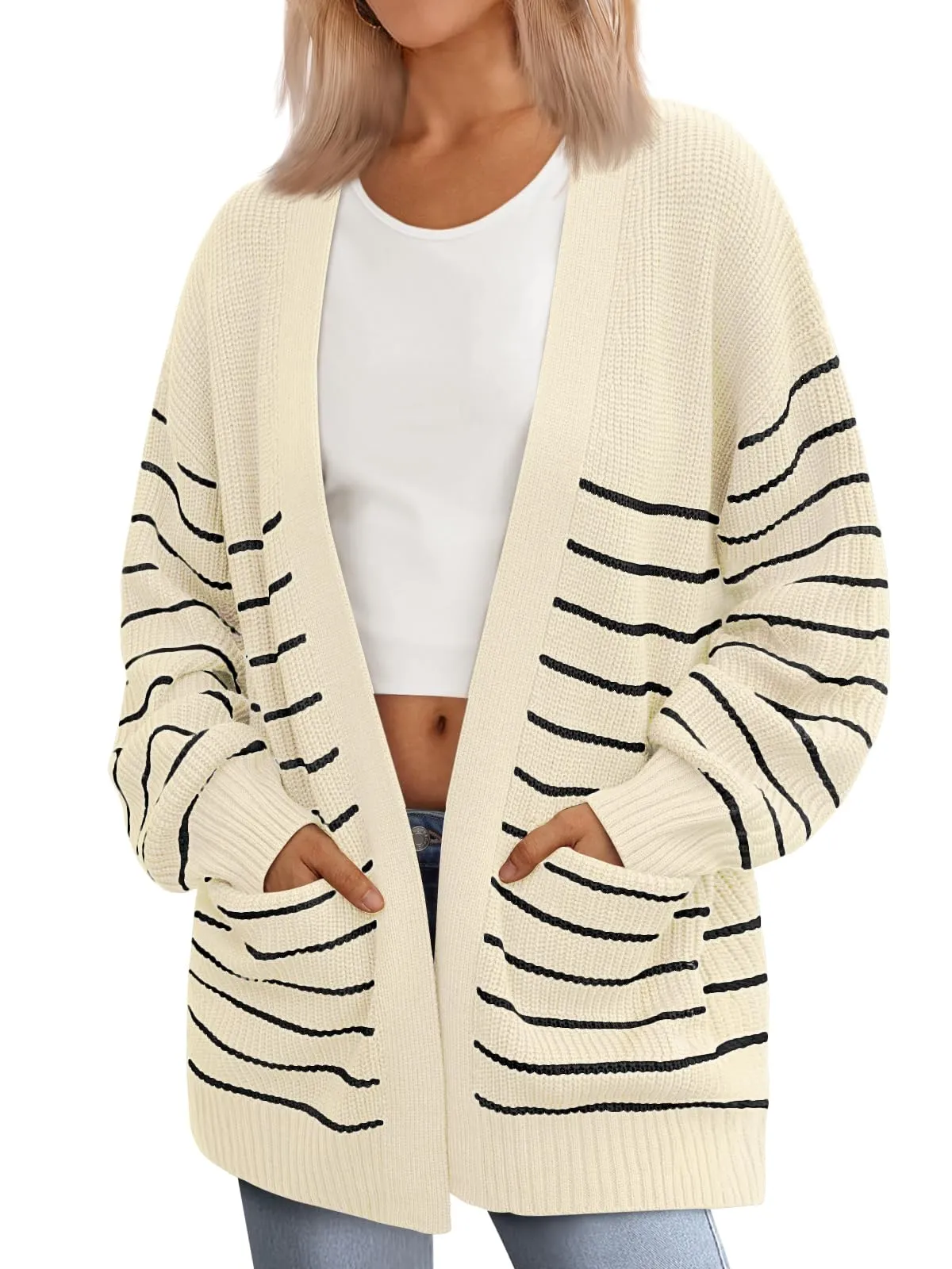 LILLUSORY Womens Oversized Cardigans Soft Knit Cardigan Sweater with Pockets