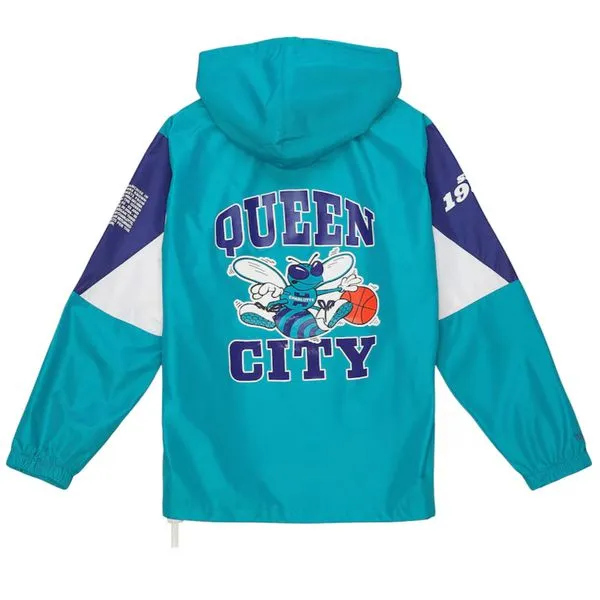 Mitchell & Ness Charlotte Hornets Retro NBA Team Origins Anorak Jacket Teal - Purple - White