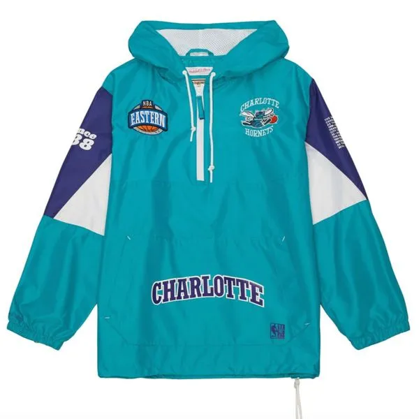 Mitchell & Ness Charlotte Hornets Retro NBA Team Origins Anorak Jacket Teal - Purple - White