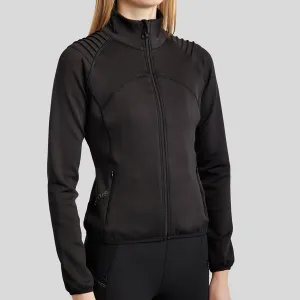 Montar MoPaige Pintucks and Crystals Full Zip Lightweight Jacket, Black