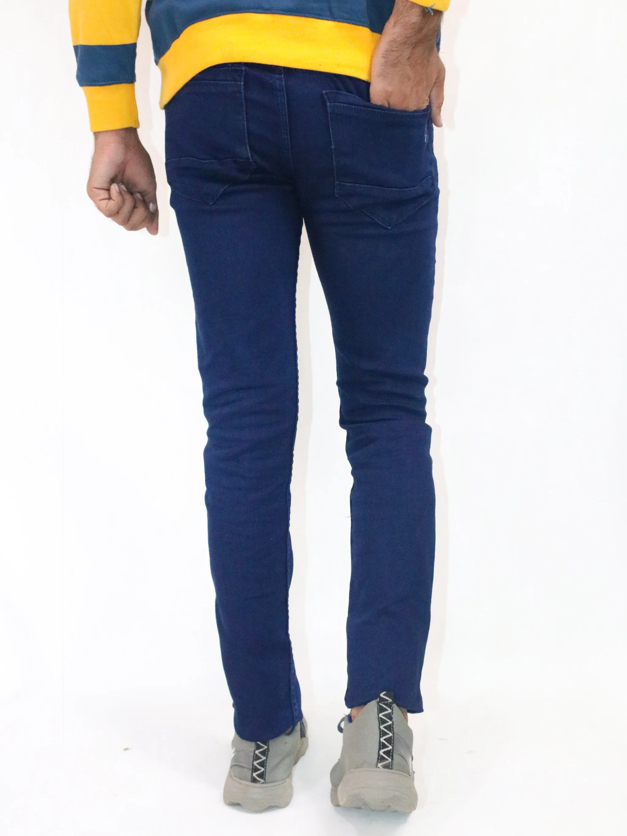 Navy Blue Regular Fit Stretchable Jeans For Men MDJ11