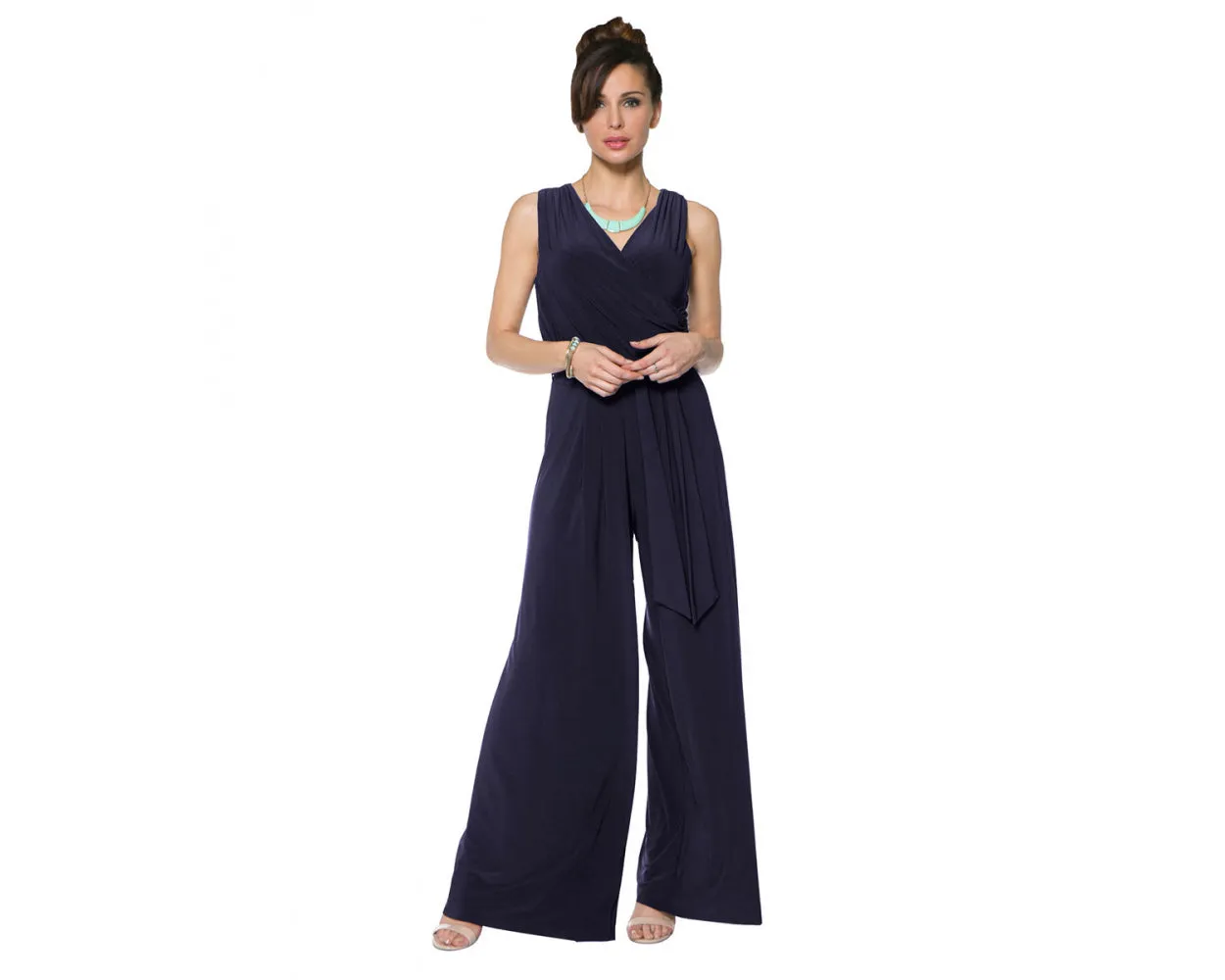 NAVY JUMPSUIT WITH TIE