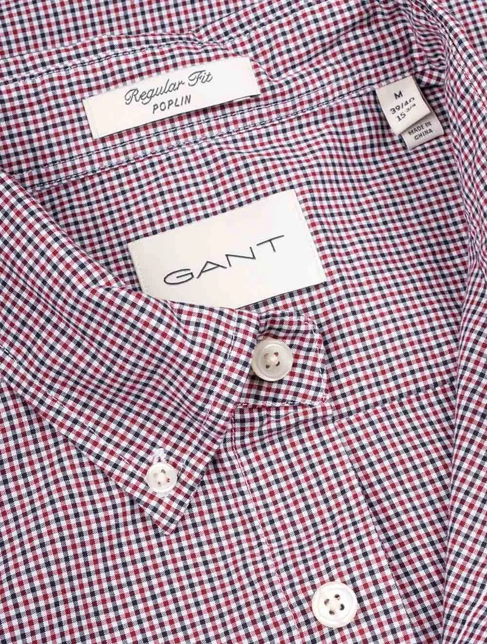 Regular Poplin Micro Check Shirt Plumped Red