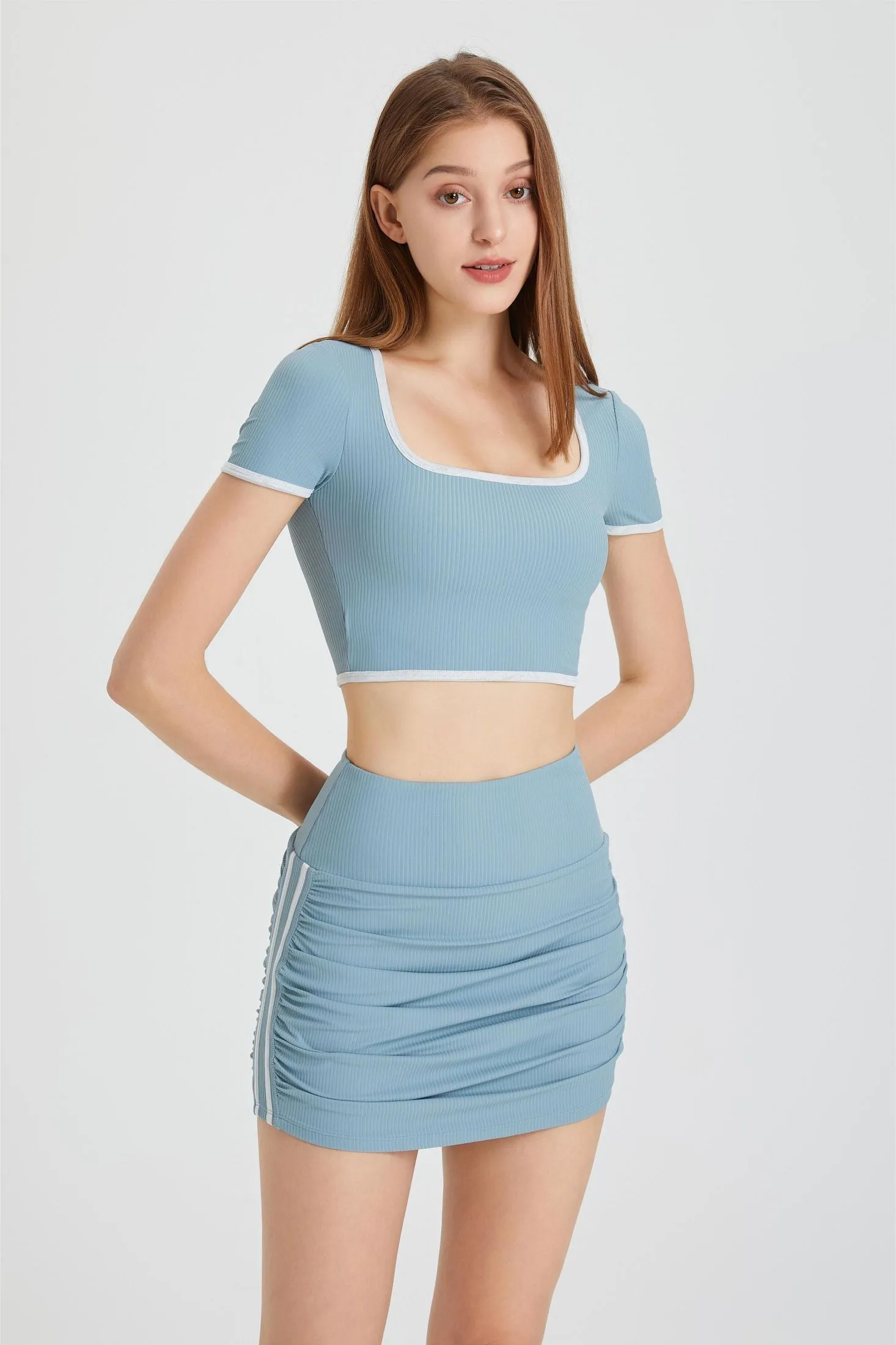 Ribbed Contrast Trim Bodycon Mini Skirt