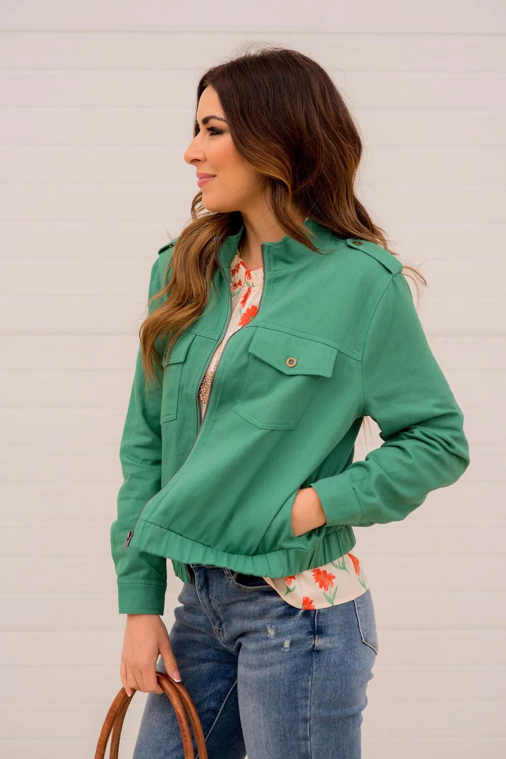 Shoulder Accented Bomber Jacket