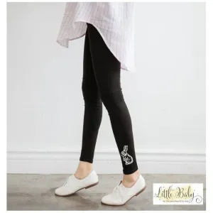 Stretchable Pants Black with Rabbit - Size L