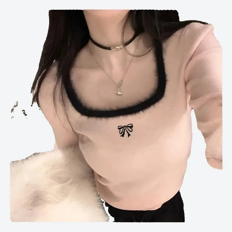 Stylish Square Neck Slim Fit Sweaters