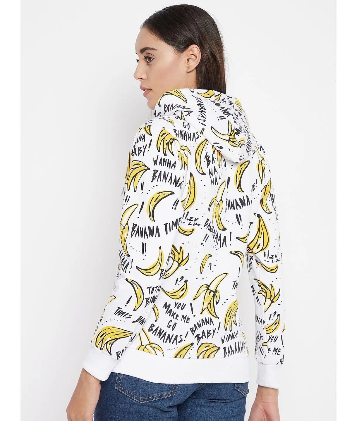 Sunglass Print Cotton Zippered Hoodie with Pockets