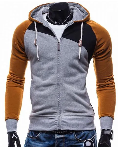 Three Color Accent Hooded Zippered Jacket