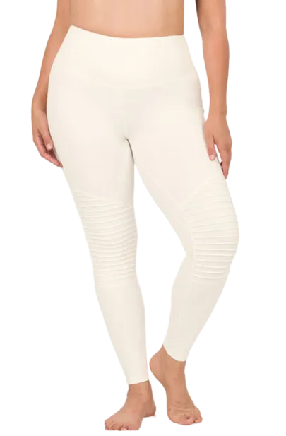 Wide-Waistband Moto Leggings