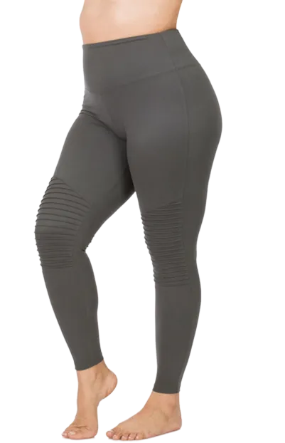 Wide-Waistband Moto Leggings