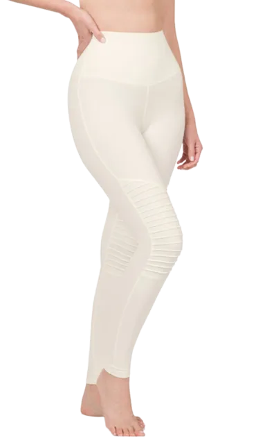 Wide-Waistband Moto Leggings